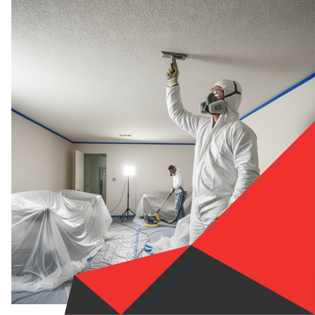 scraping the ceiling and cleaning up